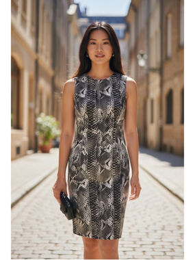 Carmen Marc Valvo snakeskin print dress EUC